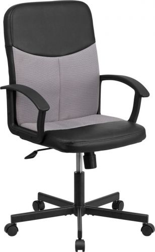 MID-BACK BLACK VINYL AND GRAY MESH RACING EXECUTIVE SWIVEL OFFICE CHAIR