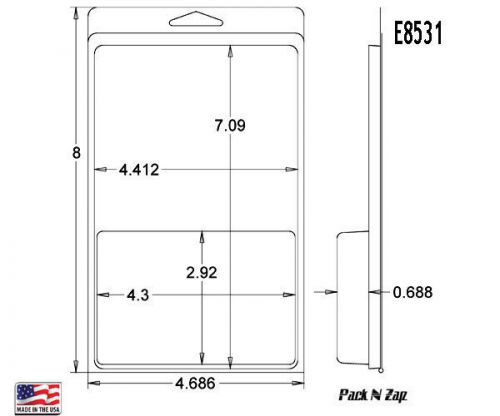 E8531: 250- 8&#034;H x 4.7&#034;W x 0.69&#034;D Clamshell Packaging Clear Plastic Blister Pack