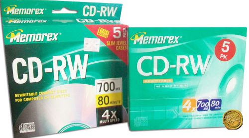 10 memorex CD-RW 4X 700MB 80 Min Brand New