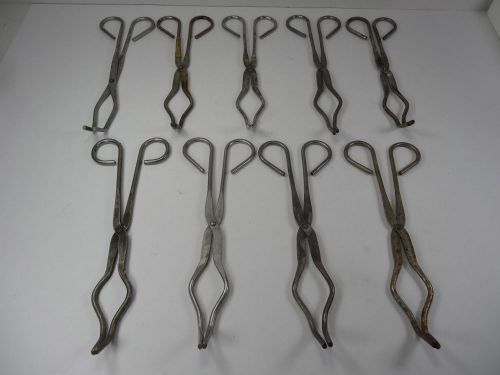 9 lot of test tube - flask clamps stainless steel for sale