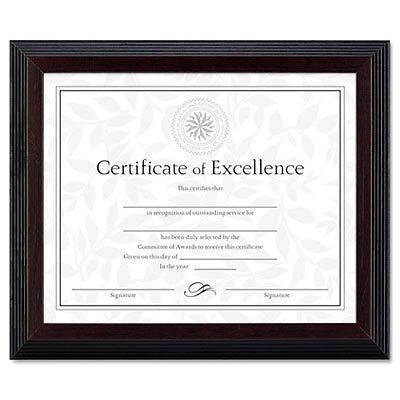 Stepped Award/Certificate Frame, 8 x 10, Black w/Walnut Trim, Sold as 1 Each