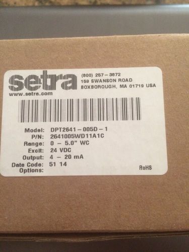 Setra Dpt2641 0-5,0 Wc  Differential Pressure Transducer