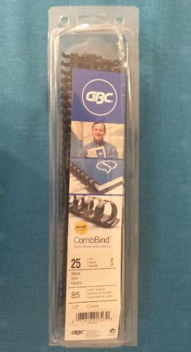 GBC CombBind 1/2&#034; Binding Spines 85 Sheet Capacity Black  25/pack