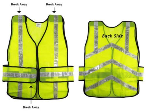 (2) Lime Green Safety Vest with Reflective Strips One Size Fits All 25&#034;x 19&#034;