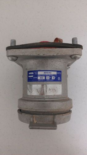 Crouse Hinds Receptacle, AR642, 60A, 3W, 4P, 600VAC, Used