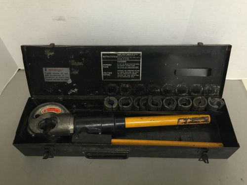 Thomas &amp; betts tbm12m manual hydraulic crimper 12 ton with many dies for sale