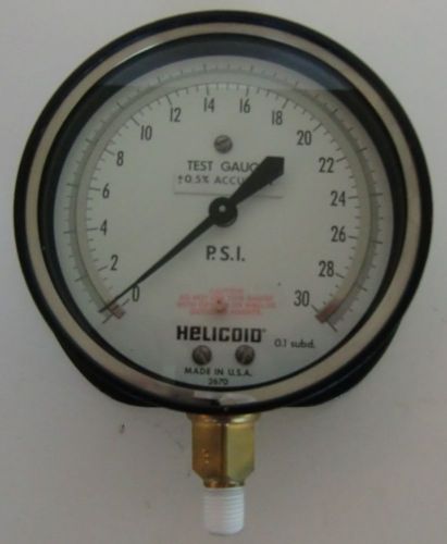 Helicoid Pressure Gauge F1D1D3A000666BAD 0-30 PSI  1/2 % Test Gauge / Mirror Scale