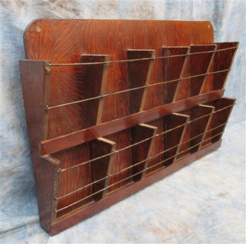 Wooden Pamphlet Rack Church 10 Slot Hallway Mail Post Office Box Display Cabinet