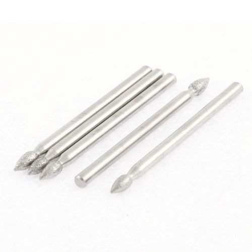 Alloy grinding diamond mounted bits silver tone 3mm shank 45mm long 5pcs for sale