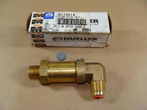 New mueller streamline ai-15514 pressure relief valve 1/2&#034; npt x 5/8 fl 425 psi for sale
