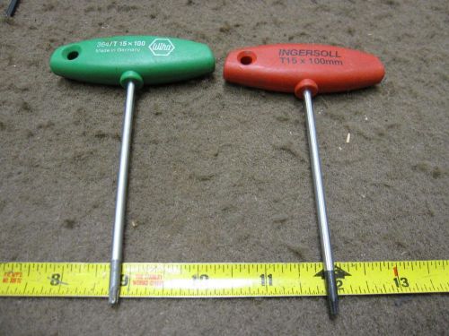 2 PC INGERSOLL &amp; WIHA TORX T15 T-HANDLE AIRCRAFT TOOLS