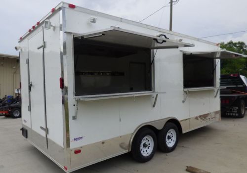 Concession trailer 8.5 x 18 white - food catering event for sale