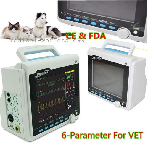 ICU Veterinary 6-Parameter Patient Monitor SPO2 ECG NIBP TEMP printer/Recorder