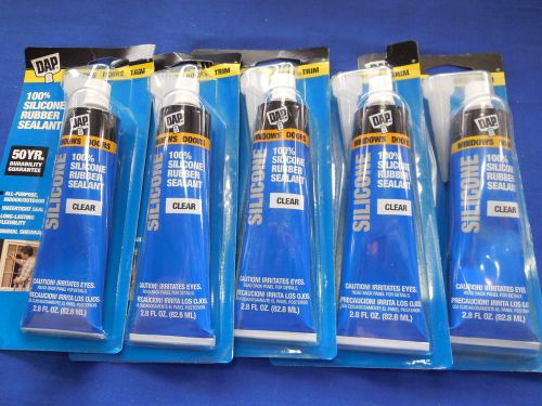 Lot of 5 * Dap 2.8 OZ * Clear * 100% Silicone Rubber Sealant * 00684 * New