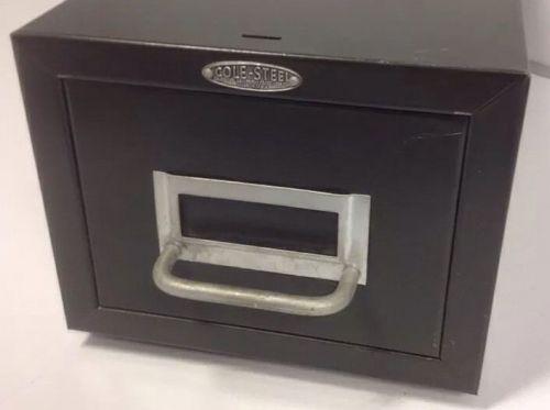 VINTAGE INDUSTRIAL STEELMASTER METAL CARD CATALOG 1 DRAWER INDEX FILE BOX – GRAY