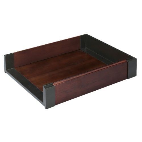Artistic dual-tone sustainable bamboo letter tray 8.5 x 11 inches, espresso for sale