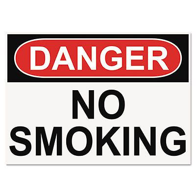OSHA Safety Signs, DANGER NO SMOKING, White/Red/Black, 10 x 14, Sold as 1 Each