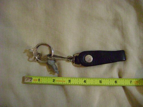 Vintage Police Style Heavy Duty Keyring Keychain and Belt Keeper and 2 Keys used