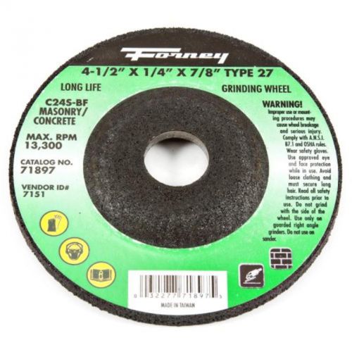 4-1/2&#034; x 1/4&#034; masonry type 27 grinding wheel with 7/8&#034; arbor, c24s-bf forney for sale