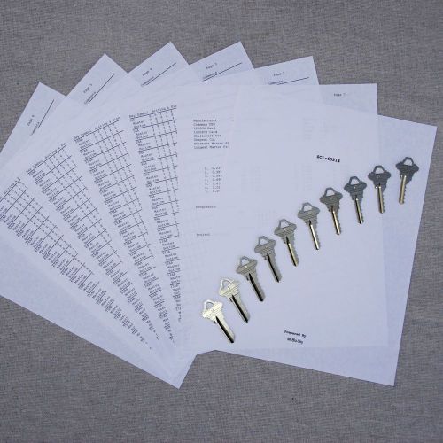 Locksmith - schlage sc1 space &amp; depth keys with master key system work sheets for sale
