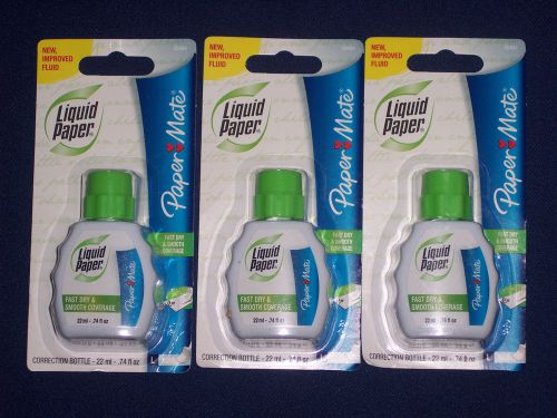 Paper Mate Liquid Paper Correction Fluid 22ml Smooth /  This is a Set of Three