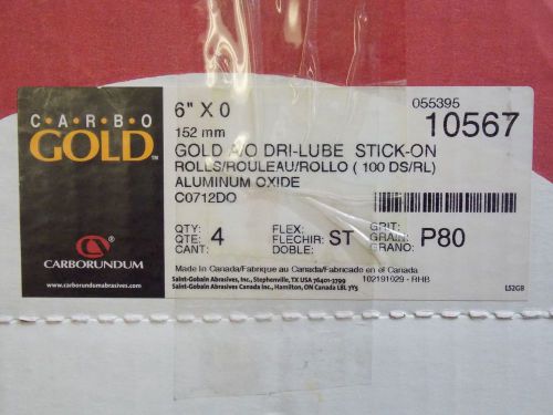 Four Rolls Carbo Gold 6&#034; X 0, Grit P80 100 discs / roll  stick-on sanding 10567