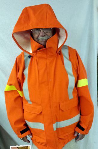 Nasco Raingear Breathable Arc/Flame Resistant Orange Hooded Men&#039;s Size X Large
