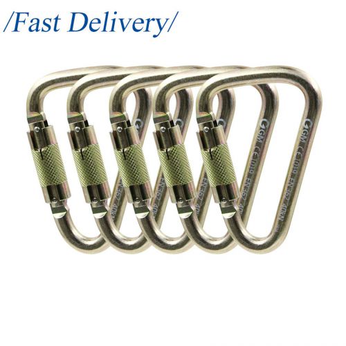 5pcs 40kn steel auto locking carabiner for tree climbing industrial working for sale