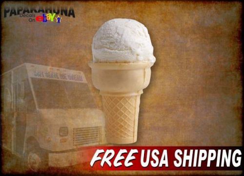 Vanilla Hard Ice Cream Cone 13&#039;&#039; Decal Ice Cream Truck Parlor Banner Menu Sign