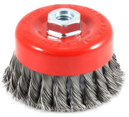 Forney 72753 Wire Cup Brush, Knotted with 5/8-Inch-11 Threaded Arbor, New