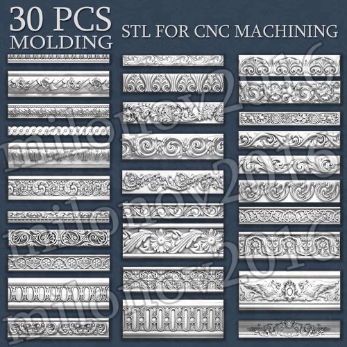 3d stl Model relief for CNC Router Artcam 30 pcs Pack