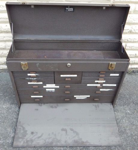 VINTAGE KENNEDY MACHINIST TOOL BOX CHEST NO.52611 11 DRAWER WITH 2 KEYS BROWN
