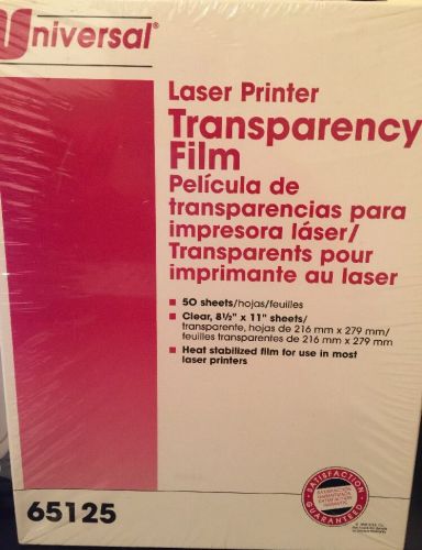 Universal LASER PRINTER TRANSPARENCY FILM 50 SHEETS 8.5x11 65125 NEW &amp; SEALED