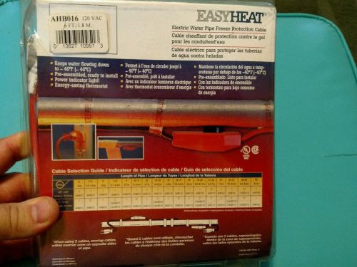 Easy Heat Pipe Heating Cable with Thermostat, 6&#039; Foot, New In Package, #AHB016