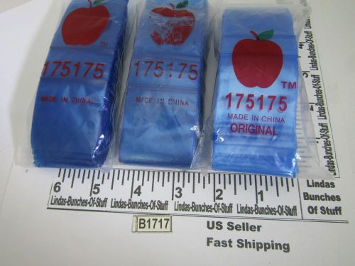 3 BAGS OF 100 1.75&#034; X 1.75&#034; 2 MILL PLASTIC ZIP SEAL BAGS ALL 3 BLUE CLEAR NEW