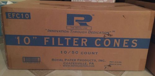 Royal 10&#034; Cone Filters Box Of 10 Cases Of 50..New