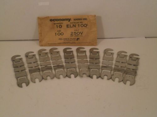 RELIANCE *PACK OF 10* RENEWAL LINKS 100A/250V  ELN100  *NEW/OLD SURPLUS*
