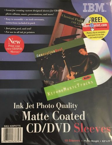 New Sealed IBM Ink Jet Photo Quality Matte Coated CD/DVD Sleeves Unopened