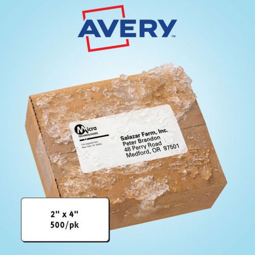 Avery weatherproof laser shipping labels 2&#034; x 4&#034; white 500ct for sale