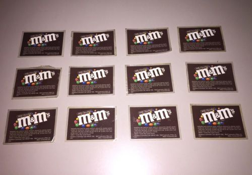 (12) Plain M&amp;M&#039;s Vendstar 3000 Candy Vending Machine Labels (Laminated) - Used