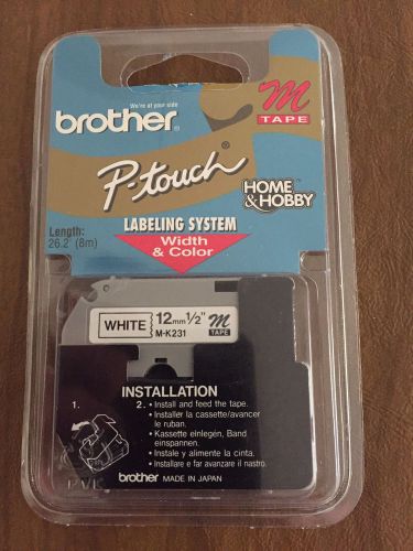 NIP Brother P-Touch Label WHITE Labeling Tape - 1/2&#034; M-K231 New in Blister Pack