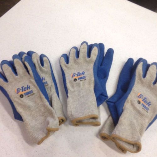 (3 pair) NEW G-Tek Force Gloves sz L Superior Grip Wet Or Dry 39-c1300