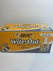 Bic Wite-Out 20 ml Bottle White 1/Dozen Quick Dry Correction Fluid WOFQD12WE