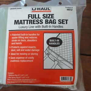 U Haul Full Size Mattress Bag Set Made in USA Luxury Line Built-In Handles MBFCP