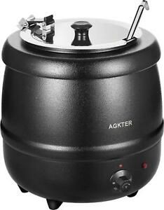 Agkter Electric Soup Warmer With Spoon 10.5-Quart Black