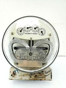 VINTAGE GENERAL ELECTRIC GE SINGLE PHASE WATTHOUR METER MODEL AM2 TYPE I-30-A