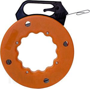 RamPro 100 Foot Reach, Spring-Steel Fish Tape Reel, with High Impact Case, for