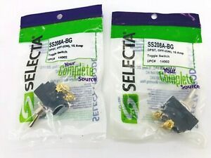Lot of 2 New Selecta SS208A-BG Toggle Switch 125 VAC 15 Amp DPST