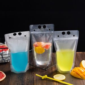 Portable Drink Bags Matte Clear Plastic Seal Bag Milk Tea Fruit Juice Pouches