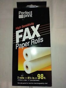 Perfect Print FAX PAPER ROLLS. HIGH SENSITIVITY– 8  in x 98ft.NIB/NOS
